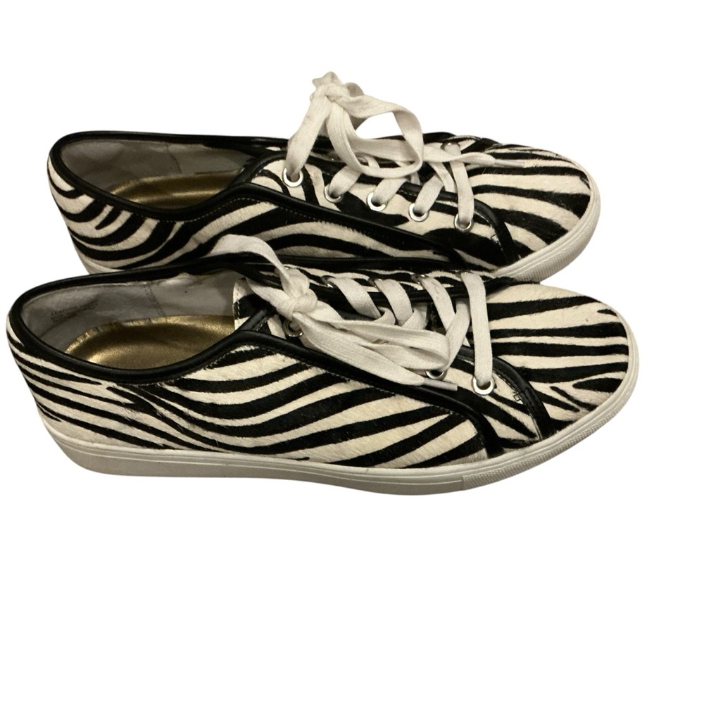 Ann Taylor real calf hair zebra print leather fashion sneakers size 8